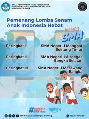 Juara 3 Lomba Senam Anak Indonesia Hebat Jenjang SMA Tingkat Provinsi Kepulauan Bangka Belitung Juara 3 Lomba Senam Anak Indonesia Hebat Jenjang SMA Tingkat Provinsi Kepulauan Bangka Belitung