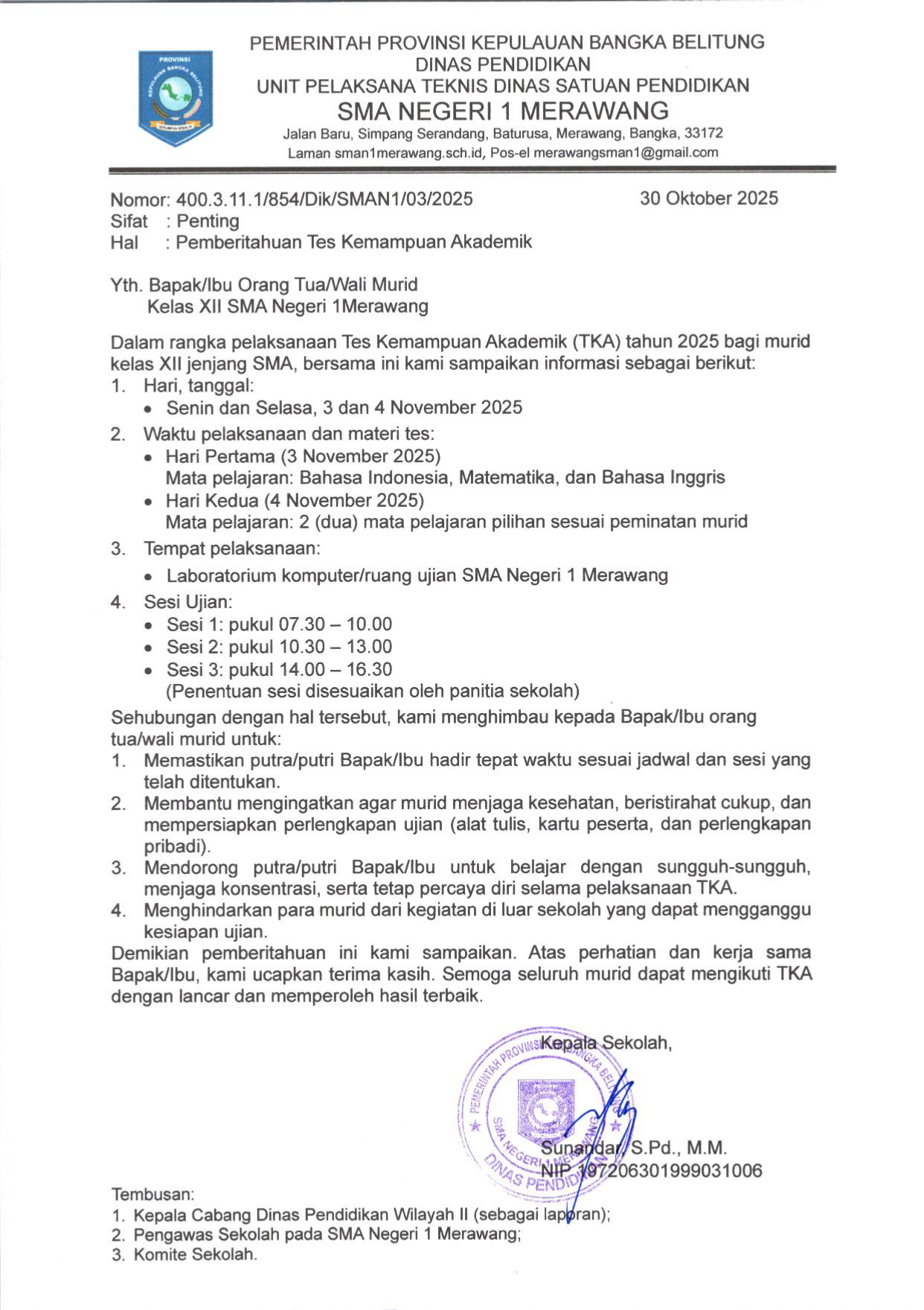 Surat Pemberitahuan TKA 2025